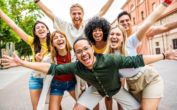 group of friends smiling 