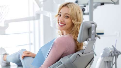 barrie woman smiling in dental chair